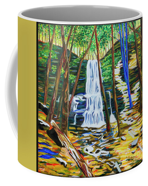 Branch Coffee Mug featuring the painting Seeking Comfort at Sherman Falls by Anita Thomas