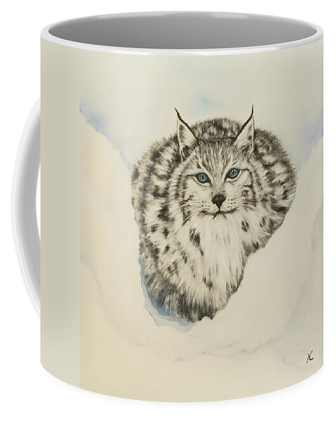 Lynx Coffee Mug featuring the painting Seer of the Unseen by Neslihan Ergul Colley
