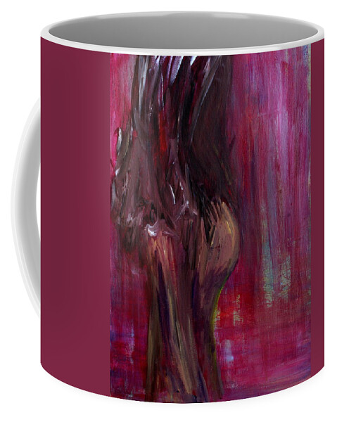 Self Portrait Coffee Mug featuring the painting Self Portrait-1 in pink by Julie Lueders 