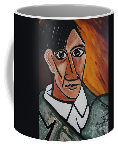 Picasso Coffee Mug featuring the painting Self Portrait Of Picasso by Nora Shepley