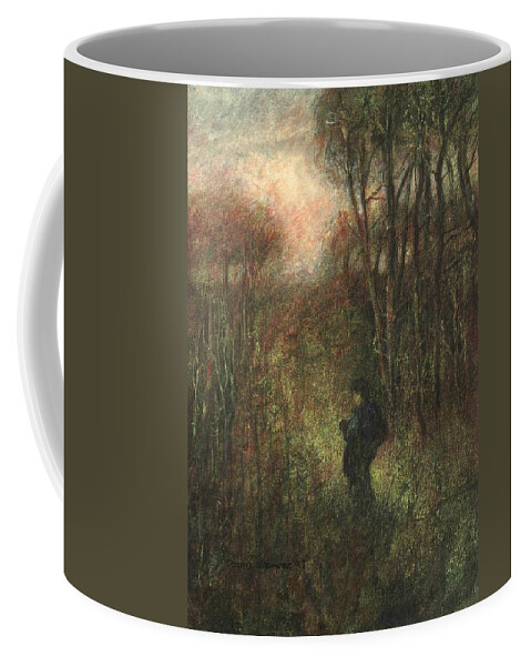 Traveler Coffee Mug featuring the painting Self Portrait with Landscape by David Ladmore