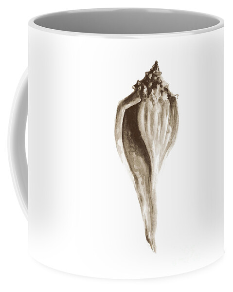 Conch Shell Coffee Mug featuring the painting Sepia tone conch shell watercolor by Joanna Szmerdt