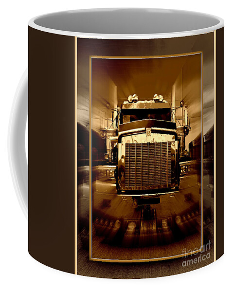 Trucks Coffee Mug featuring the photograph Sepia toned Kenworth Abstract by Randy Harris