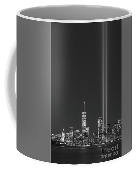 Nyc Coffee Mug featuring the photograph September 11th Memorial BW by Michael Ver Sprill
