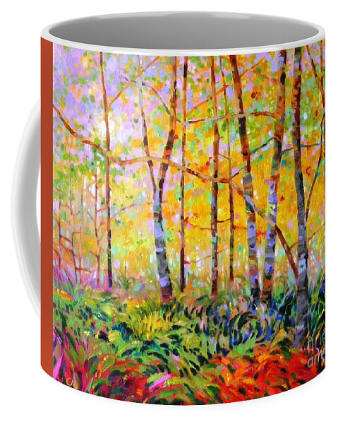 Landscape Coffee Mug featuring the painting Serenade of forest by Celine K Yong