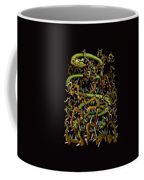 Serpent Coffee Mug featuring the painting Serpent n Thorns by Kevin Middleton