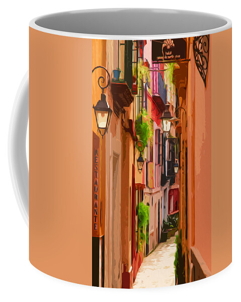 Sevilla Coffee Mug featuring the painting Seville, Colorful Spain by AM FineArtPrints