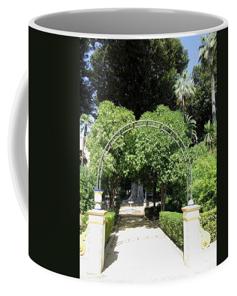 Seville Coffee Mug featuring the photograph Seville Garden Pathway II Spain by John Shiron