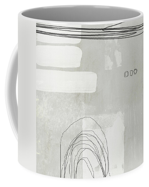 Abstract Coffee Mug featuring the painting Shades of White 2 - Art by Linda Woods by Linda Woods