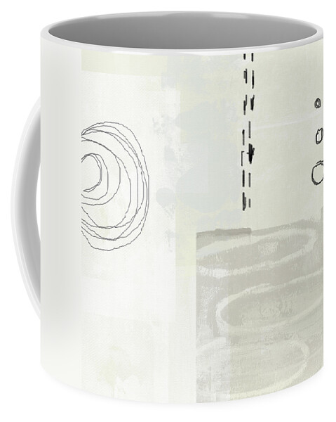 Abstract Coffee Mug featuring the painting Shades of White 4- Art by Linda Woods by Linda Woods
