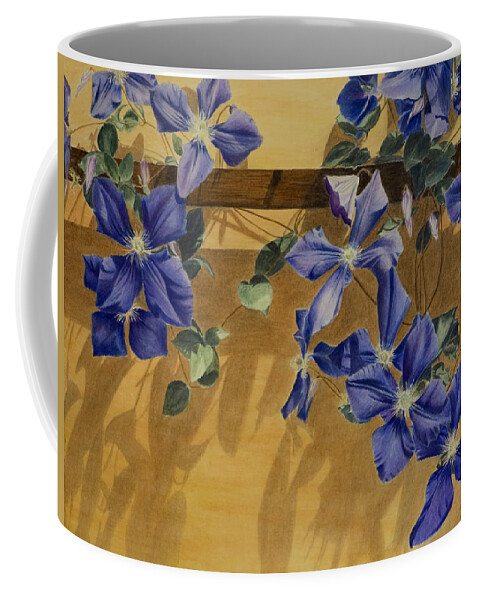 Clematis Coffee Mug featuring the painting Shadows Dancing by Nik Helbig