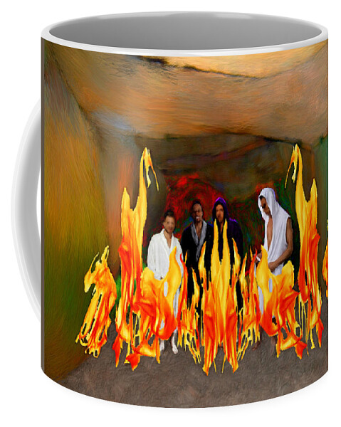 Bible Coffee Mug featuring the painting Shadrach Meshach and Abednego by Bruce Nutting