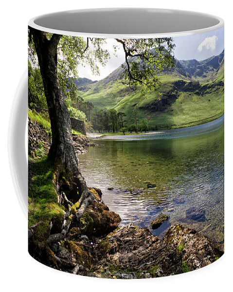 Lake Coffee Mug featuring the photograph Shady Rest at Buttermere by Shirley Mitchell