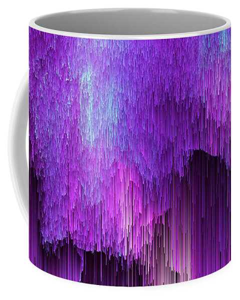 Glitch Coffee Mug featuring the digital art Shatter Falls - Pixel Art by Jennifer Walsh