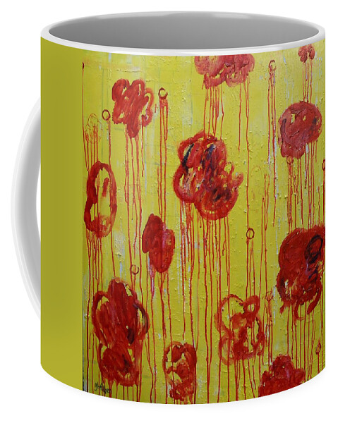 Abstract Coffee Mug featuring the painting Shaw Park Flower Garden by GH FiLben