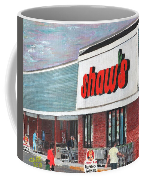 Groceries Coffee Mug featuring the painting Shaw's Supermarket 1992 by Cliff Wilson