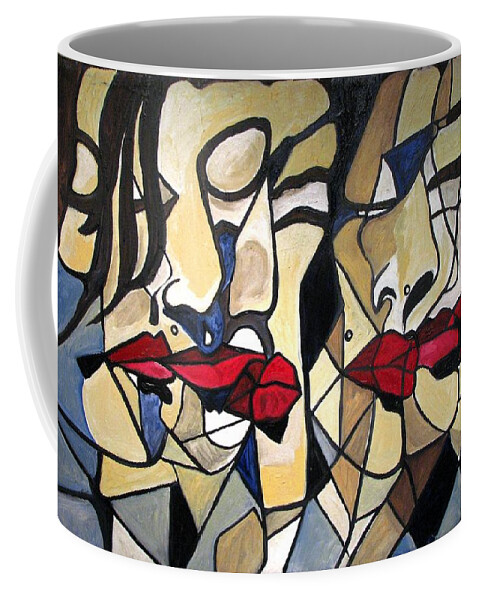 Abstract Coffee Mug featuring the painting She Had red Lips by Patricia Arroyo