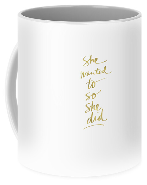 Female Athlete Coffee Mug featuring the painting She Wanted To So She Did Gold- Art by Linda Woods by Linda Woods