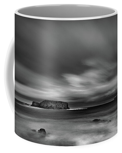 Sheep Coffee Mug featuring the photograph Sheep Island mono by Nigel R Bell