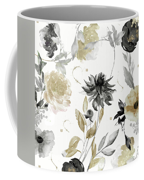 Gold Floral Coffee Mug featuring the painting Shelby Gold and Black by Mindy Sommers