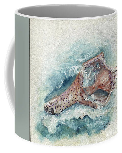 Shell Coffee Mug featuring the painting Shell Gift from the Sea by Doris Blessington