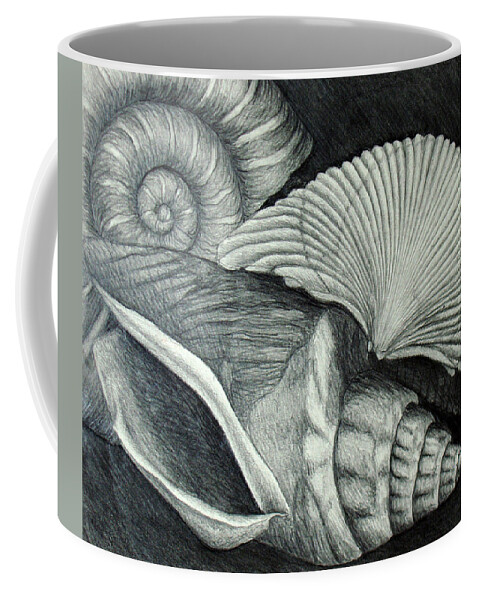 Shells Coffee Mug featuring the drawing Shells by Nancy Mueller