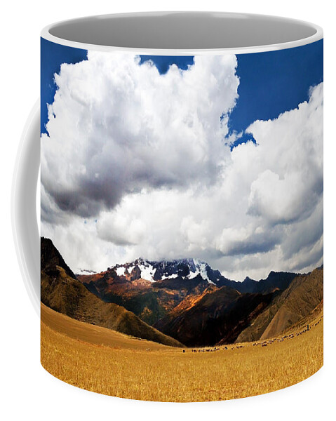 Shepherd Coffee Mug featuring the photograph Shepherd and His Flock in the Peruvian Andes by Catherine Sherman