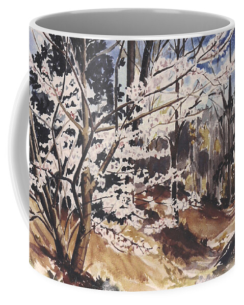 Trees Coffee Mug featuring the painting Sheridan's Cherry Tree by Judith Young
