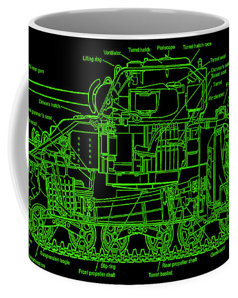 Sherman Coffee Mug featuring the digital art Sherman M4A4 Tank by Bob Geary