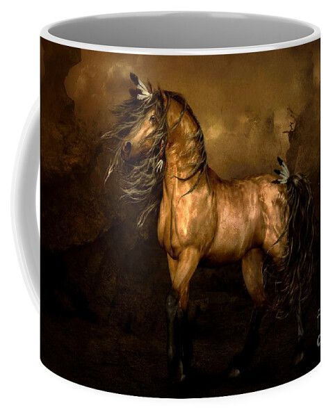 Shikoba Coffee Mug featuring the digital art Shikoba Choctaw Horse by Shanina Conway