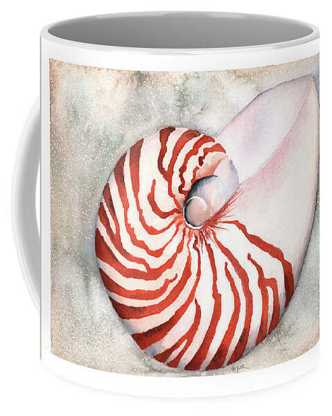 Nautilus Coffee Mug featuring the painting Shimmering Nautilus by Hilda Wagner