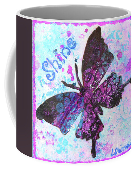 Crisman Coffee Mug featuring the painting Shine Butterfly by Lisa Crisman