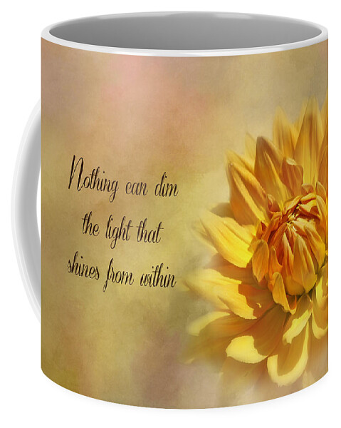 Yellow Dahlia Coffee Mug featuring the photograph Shine From Within by Kim Hojnacki