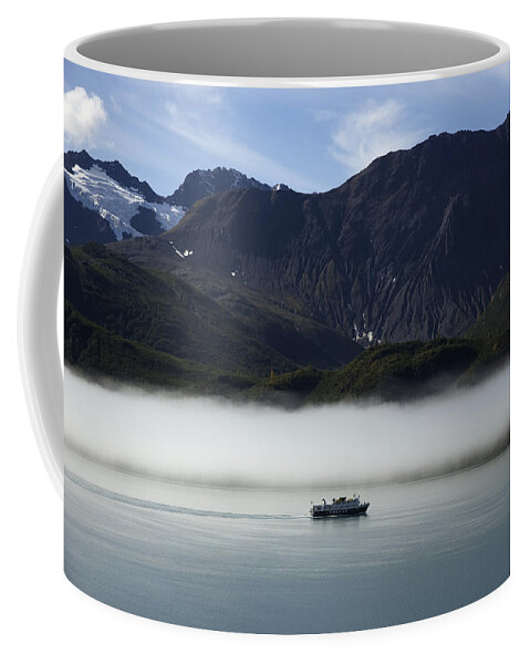 Glacier Bay National Park. Glacier Coffee Mug featuring the photograph Ship in the Fog by Richard J Cassato