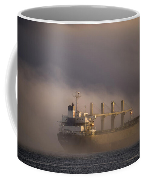 Astoria Coffee Mug featuring the photograph Ship in the Fog by Robert Potts