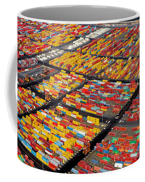 Heavy Industry Coffee Mug featuring the photograph Shipping Container Yard by Phil Degginger