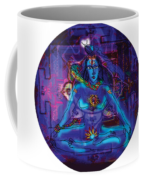 Himalaya Coffee Mug featuring the painting Shiva in meditation by Guruji Aruneshvar Paris Art Curator Katrin