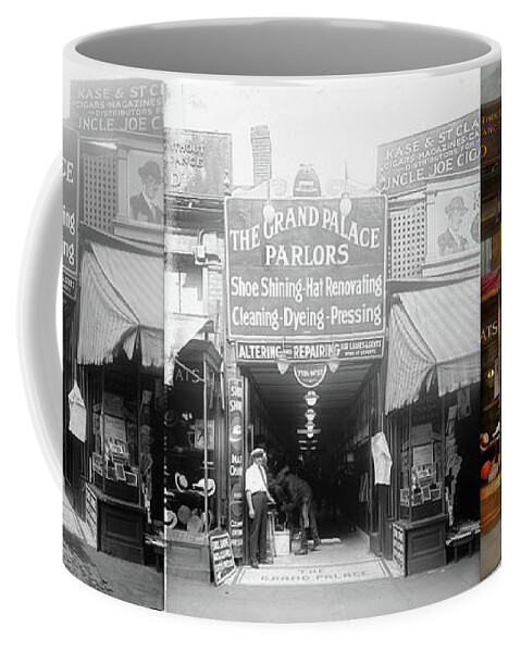Color Coffee Mug featuring the photograph Shoeshine - The Grand Palace Parlors 1922 - Side by Side by Mike Savad
