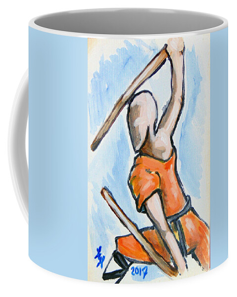  Coffee Mug featuring the drawing Sholin Monk by Loretta Nash