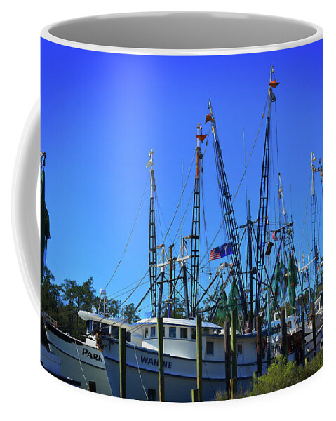 Scenic Tours Coffee Mug featuring the photograph Shrimp Fleet Waiting by Skip Willits