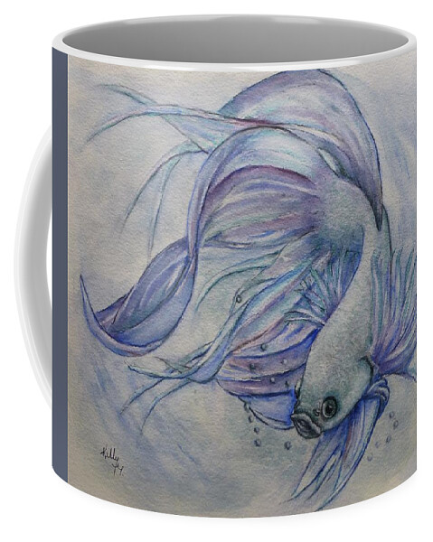 Siamese Fighting Fish Coffee Mug featuring the painting Betta Siamese Fighting Fish by Kelly Mills