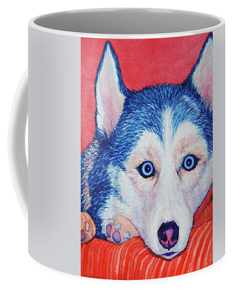 Blue Eyes Coffee Mug featuring the painting Siberian Husky by Lynda Hoffman-Snodgrass