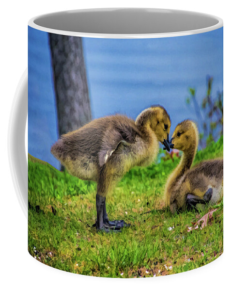 Goslings Coffee Mug featuring the photograph Sibling Love by Cathy Kovarik