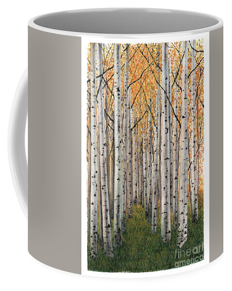 Forest Coffee Mug featuring the painting Sierra Aspens by Hilda Wagner