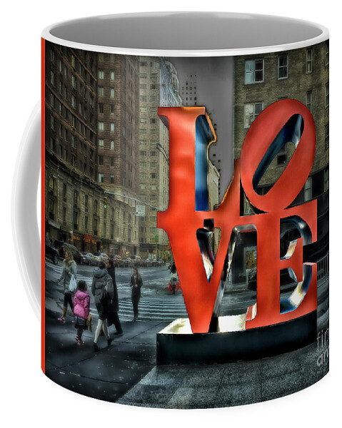 New York City Coffee Mug featuring the photograph Sights in New York City - Love Statue by Walt Foegelle