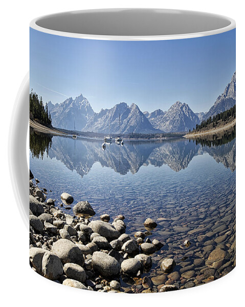 Tetons Coffee Mug featuring the photograph Jackson Lake near Signal Mountain Lodge by Shirley Mitchell