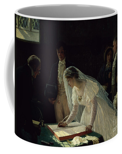 Signing Coffee Mug featuring the painting Signing the Register by Edmund Blair Leighton