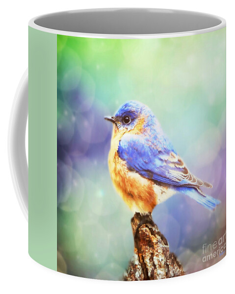Bluebird Coffee Mug featuring the mixed media Silent Reverie by Tina LeCour