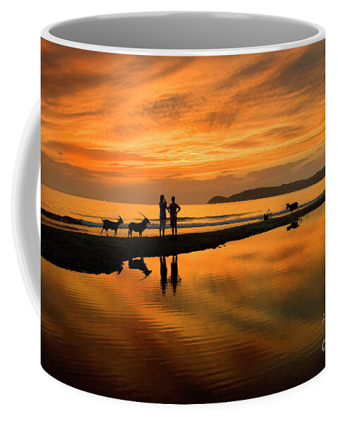 Sunset Coffee Mug featuring the photograph Silhouette and Amazing Sunset in Thassos by Daliana Pacuraru
