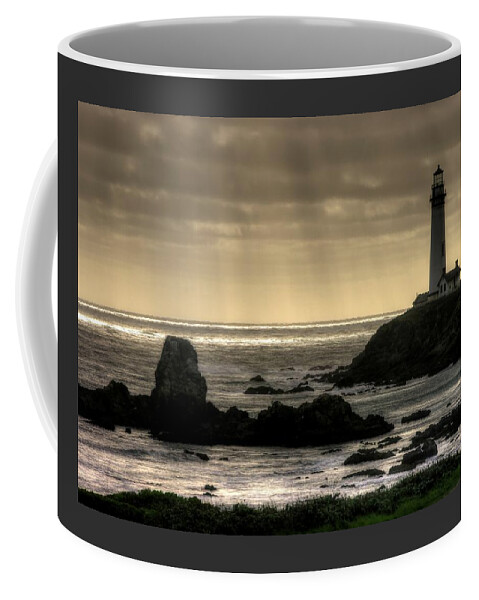 Pigeon Point Lighthouse Coffee Mug featuring the photograph Silhouette Sentinel - Pigeon Point Lighthouse - Central California Coast Spring by Michael Mazaika